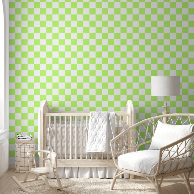 Classic visual lime chequerboard  wallpaper (Kids)