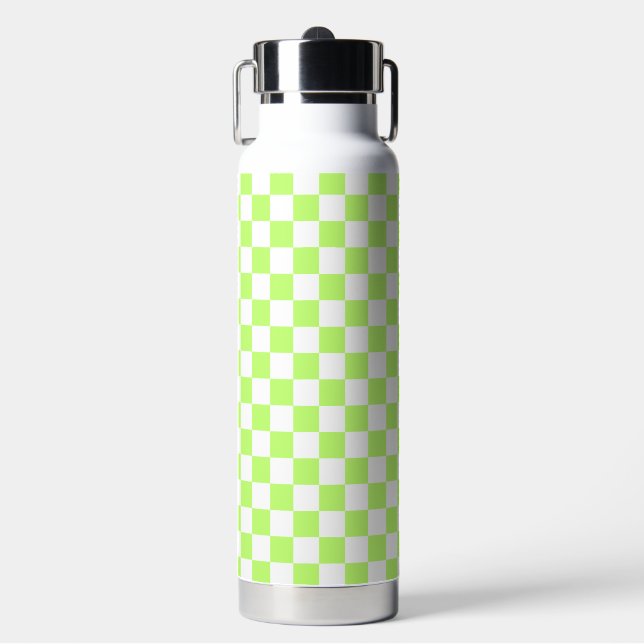 Classic visual lime chequerboard  water bottle (Front)