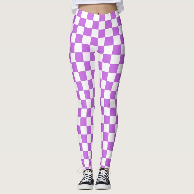 Classic visual magenta checkerboard  leggings (Front)