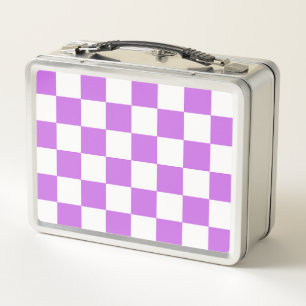 Classic visual magenta checkerboard metal lunch box