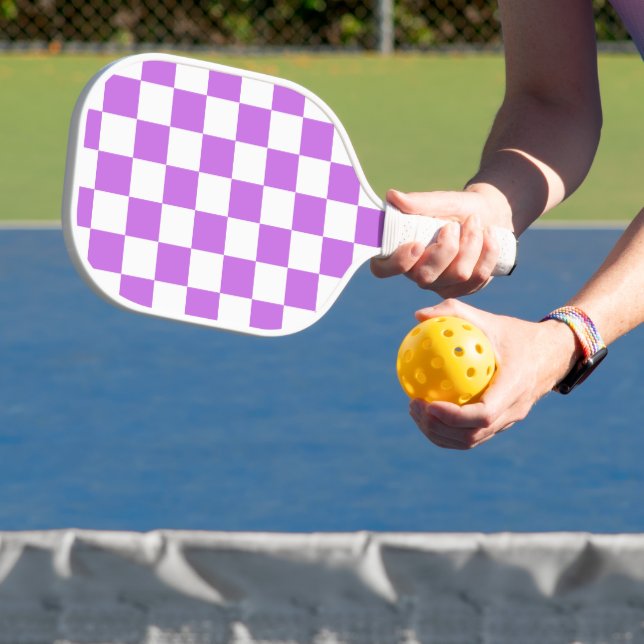 Classic visual magenta checkerboard  pickleball paddle (Insitu)