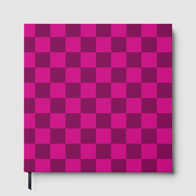 Classic visual magenta chequerboard  guest book (Front)