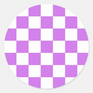 Classic visual magenta chequerboard  round sticker