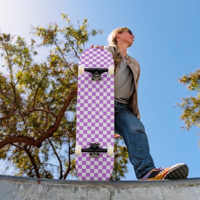 Classic visual magenta chequerboard  skateboard (Outdoor 1)