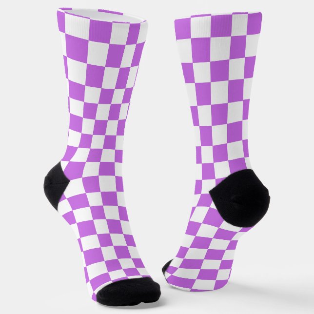 Classic visual magenta chequerboard  socks (Angled)