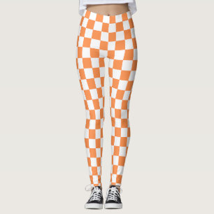 Classic visual orange chequerboard leggings