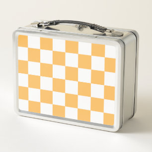 Classic visual peach checkerboard  metal lunch box