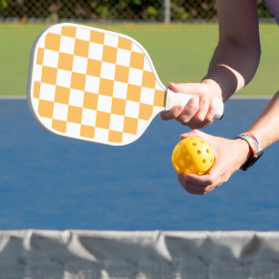 Classic visual peach checkerboard pickleball paddle