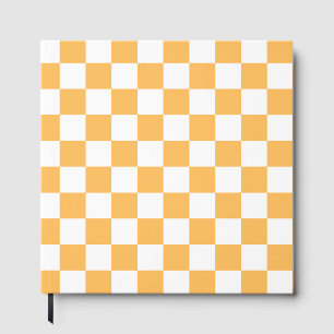 Classic visual peach chequerboard guest book