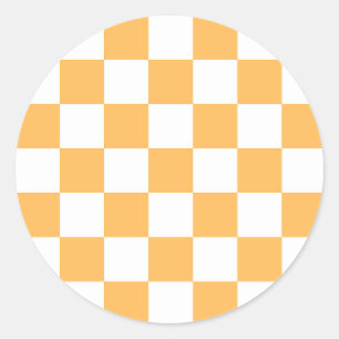 Classic visual peach chequerboard  round sticker