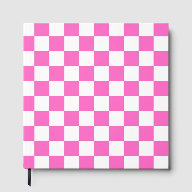 Classic visual pink checkerboard  guest book (Front)