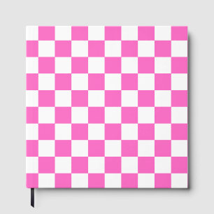 Classic visual pink chequerboard  guest book