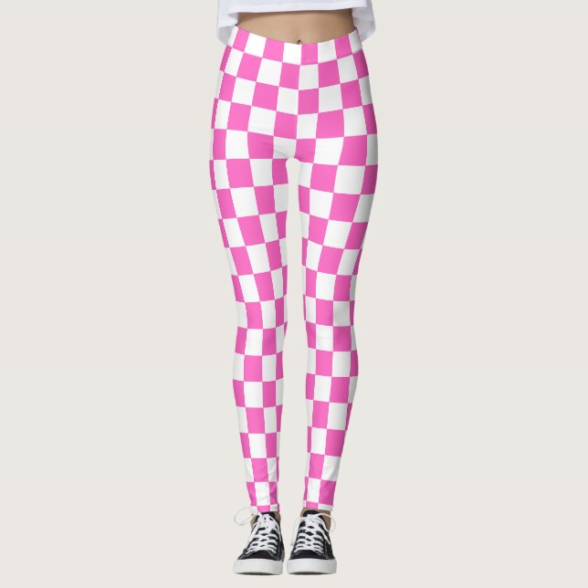 Classic visual pink chequerboard  leggings (Front)