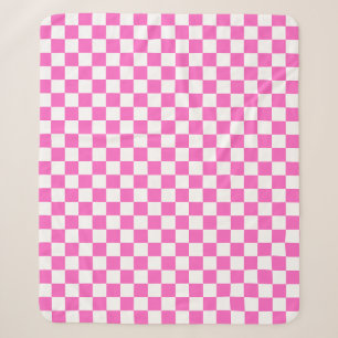 Classic visual pink chequerboard sherpa blanket