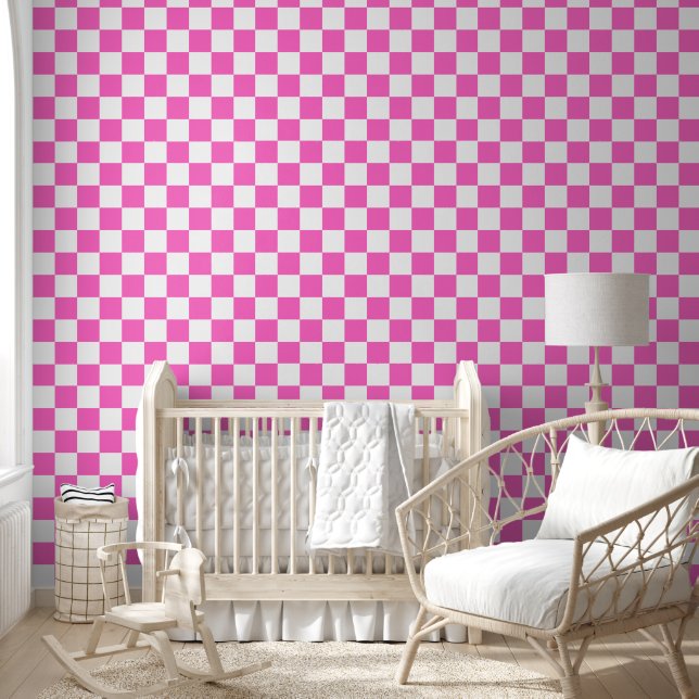 Classic visual pink chequerboard  wallpaper (Kids)