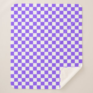 Classic visual purple chequerboard sherpa blanket