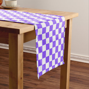 Classic visual purple chequerboard  short table runner