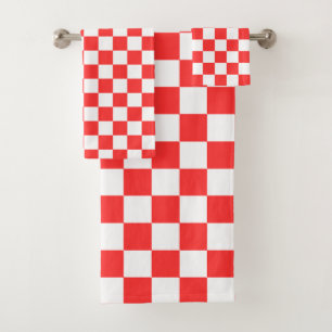 Classic visual red checkerboard  bath towel set