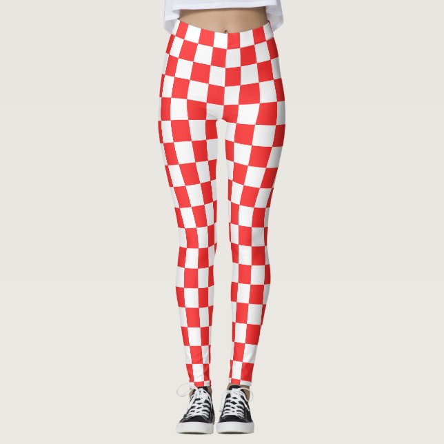 Classic visual red checkerboard  leggings (Front)