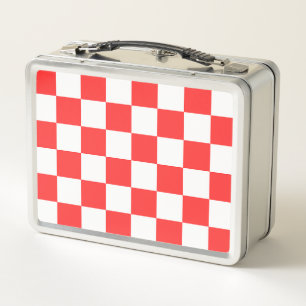 Classic visual red checkerboard metal lunch box