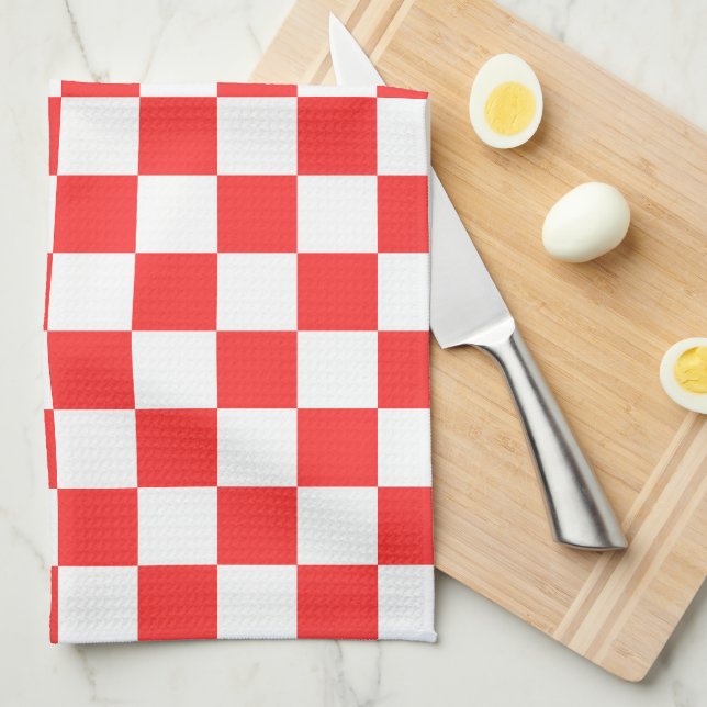 Classic visual red checkerboard  tea towel (Quarter Fold)