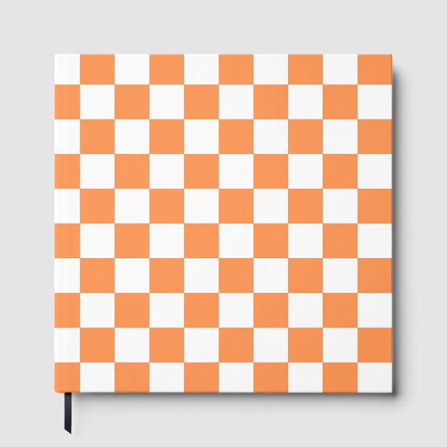Classic visual salmon checkerboard  guest book (Front)