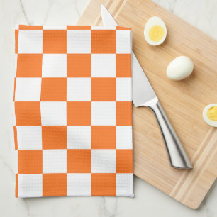 Classic visual salmon checkerboard tea towel