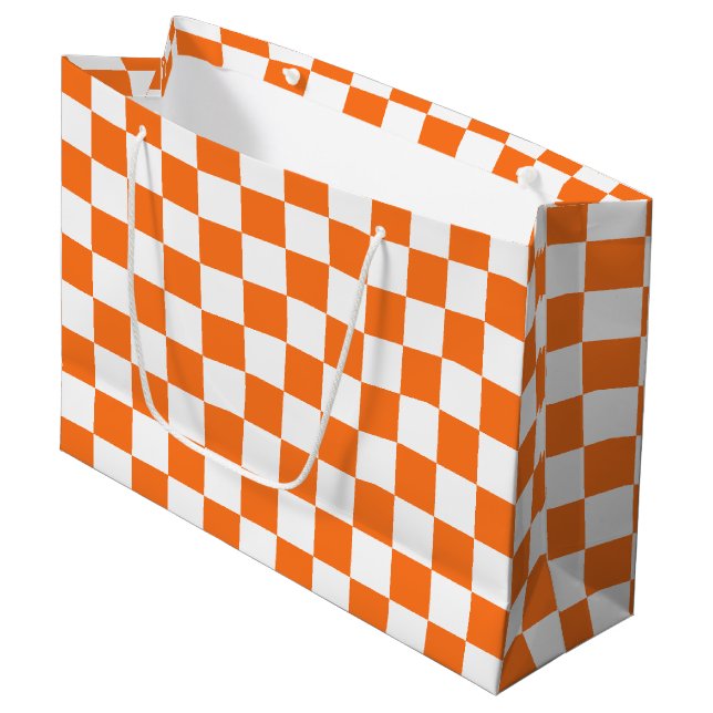 Classic visual salmon chequerboard  large gift bag (Front Angled)