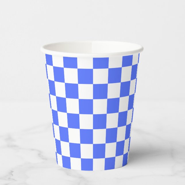 Classic visual sapphire checkerboard  paper cups (Left)