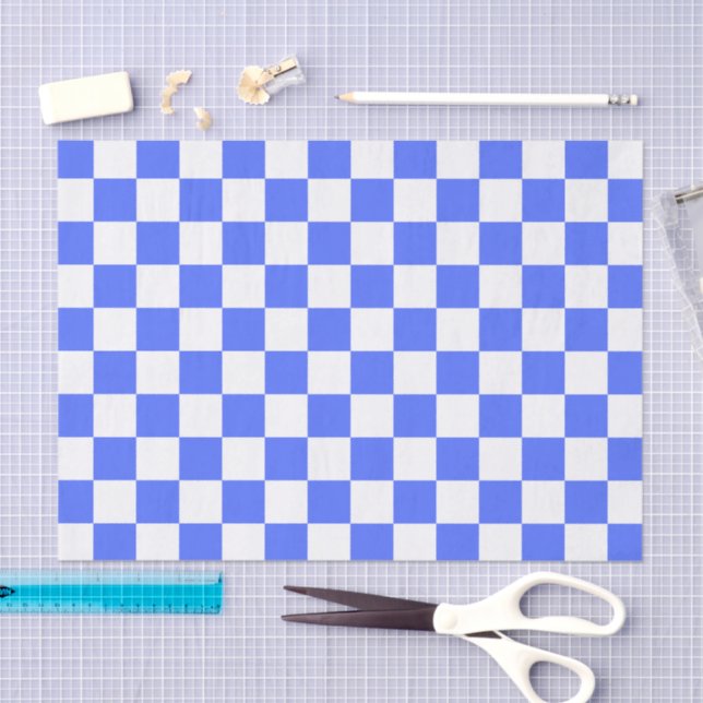 Classic visual sapphire checkerboard  tissue paper (Craft)