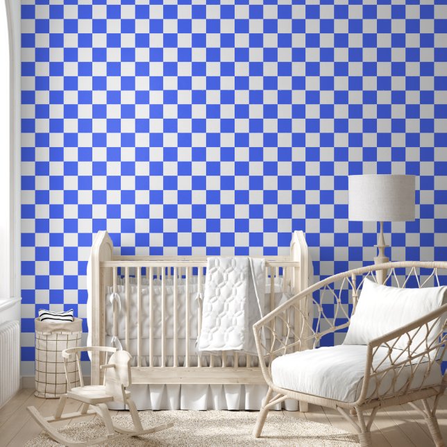 Classic visual sapphire checkerboard  wallpaper (Kids)