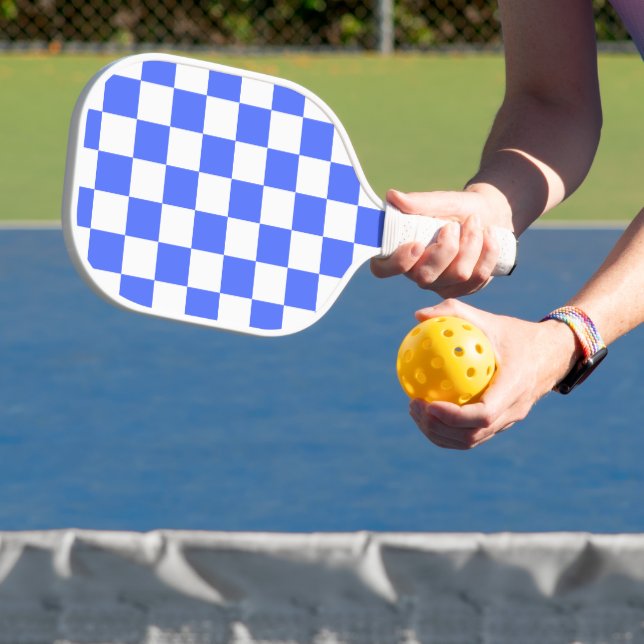 Classic visual sapphire chequerboard  pickleball paddle (Insitu)