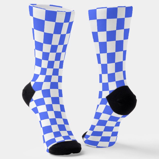 Classic visual sapphire chequerboard  socks (Angled)
