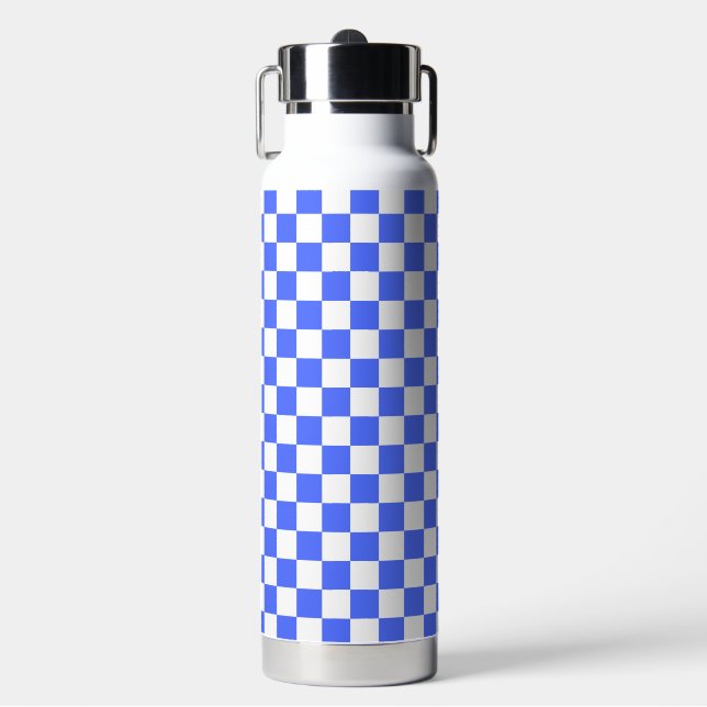Classic visual sapphire chequerboard  water bottle (Front)