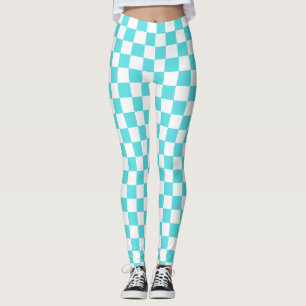 Classic visual turquoise blue chequerboard leggings