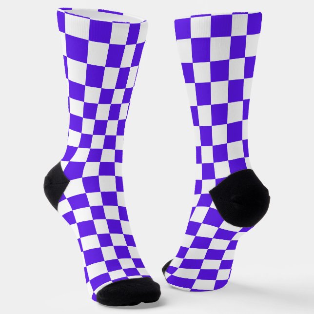 Classic visual violet checkerboard  socks (Angled)