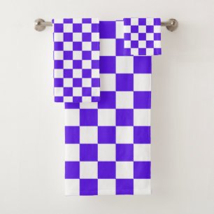 Classic visual violet chequerboard bath towel set
