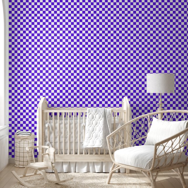 Classic visual violet chequerboard  wallpaper (Kids)