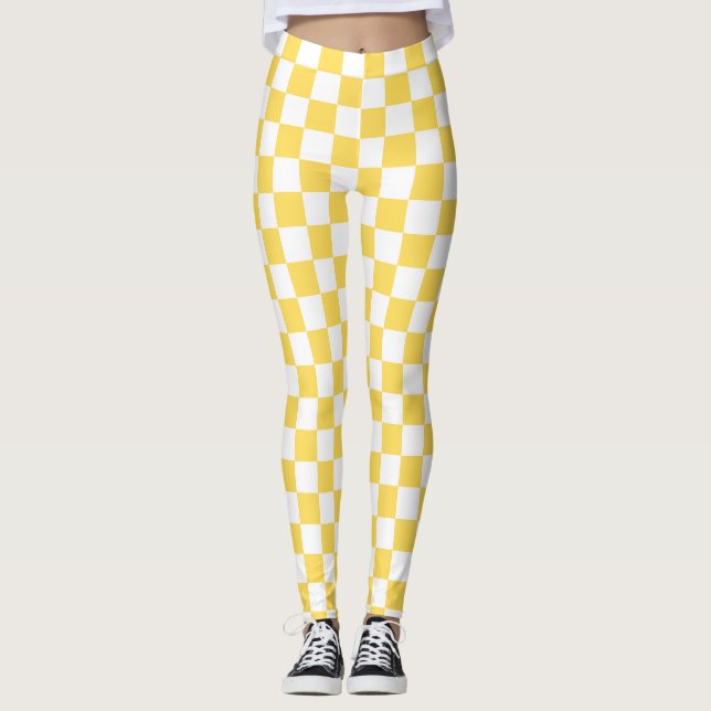 Classic visual yellow checkerboard  leggings (Front)