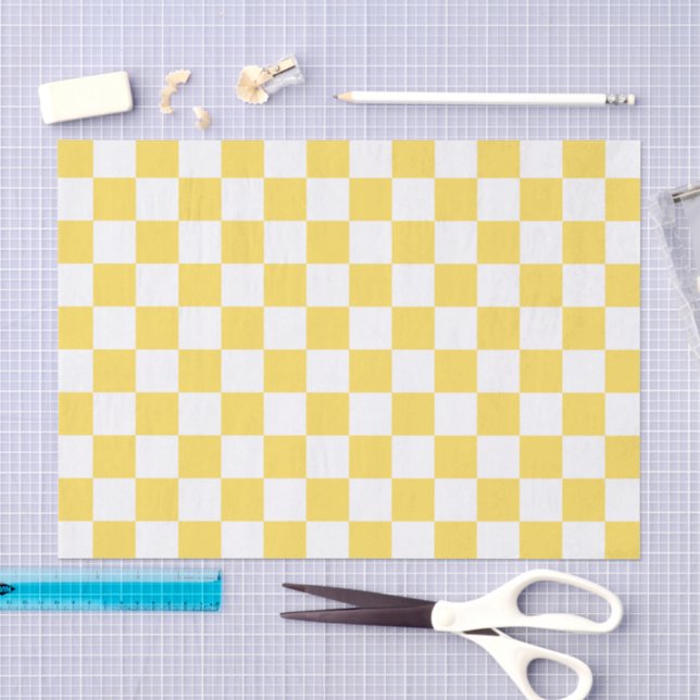 Classic visual yellow checkerboard  tissue paper (Craft)