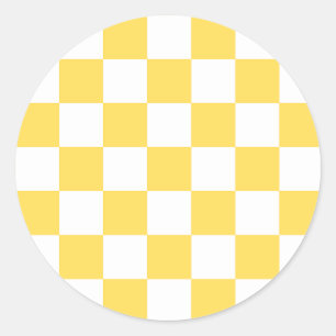 Classic visual yellow chequerboard round sticker