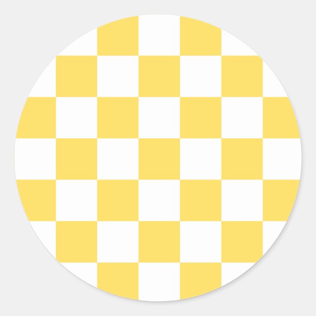 Classic visual yellow chequerboard  round sticker (Front)
