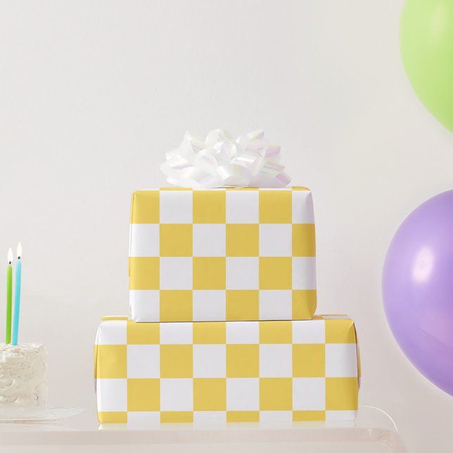 Classic visual yellow chequerboard  wrapping paper (Creator Uploaded)