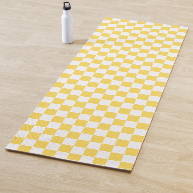 Classic visual yellow chequerboard  yoga mat (In Situ)