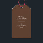Classic Warm Brown  - Christmas Gift Tags<br><div class="desc">Classic Warm Brown & Minimal Typography - Gift Tags One side is solid brown with elegant and minimalist typography, and the other features elegant lines with snowflakes in pure white. Minimalist Merry Christmas / Happy Holidays / Elegant Modern Minimal Classic - Gift Wrapping Supplies Template With Customisable / Personalizable Text...</div>