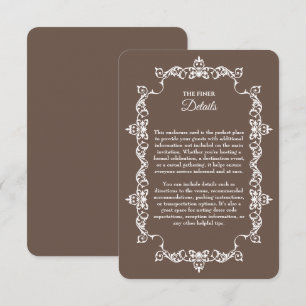 Classic Warm Mocha Brown Ornately Framed Wedding Enclosure Card