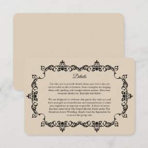 Classic Warm Sand Ornately Framed Wedding Enclosure Card