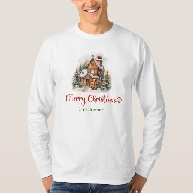 Classic warmish design with gingerbread house  T-Shirt (Front)