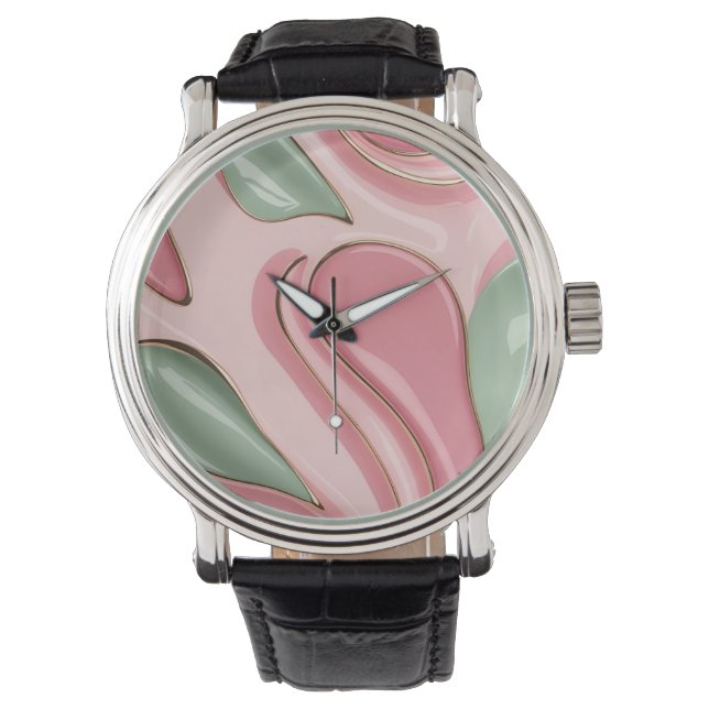 Classic watch in stylish abstract graphic (Front)