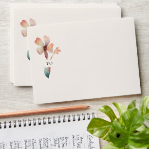 Classic Watercolor Blue Leaves Wedding Envelope